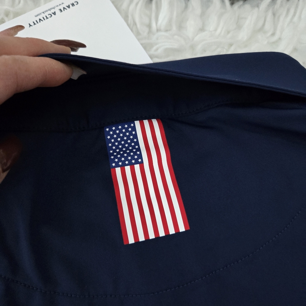 RHOBACK Solid - USA Men's Short Sleeve Performance Polo. Color Fleet Navy with f - Picture 4 of 8